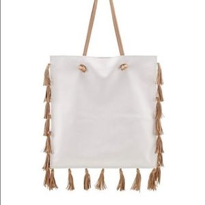 Final price drop! Loeffler Randall Shoulder Bag Tassel/Fringe White Leather Tote